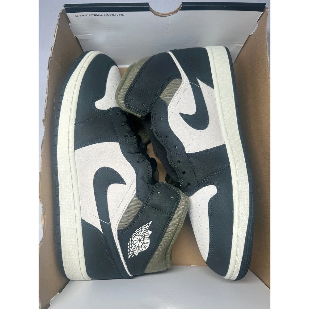 Nike Air Jordan 1 Mid Off Noir Medium Olive Size 12.5 HV4091 102 New/No Lid